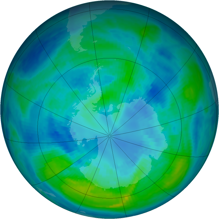 Antarctic ozone map for 06 April 1988